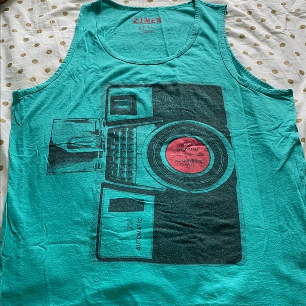 Teal Graphic camera tee